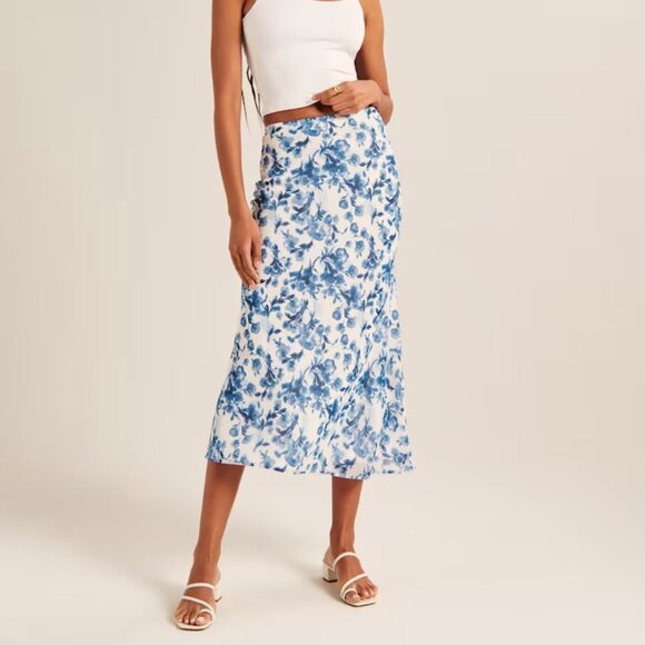 Abercrombie Blue Floral Chiffon Skirt - Picture 1 of 4